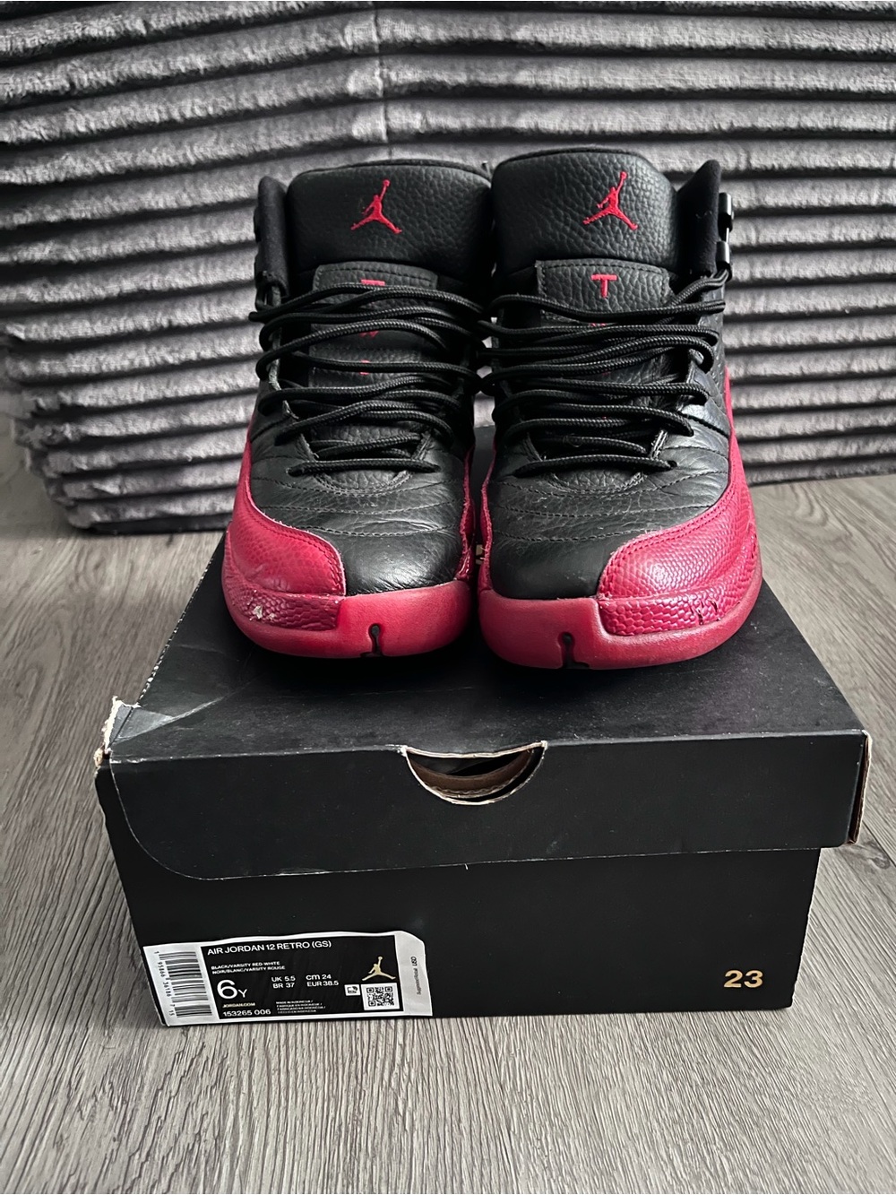 Jordan Kids' Black and Red High-Top Basketball Sneakers